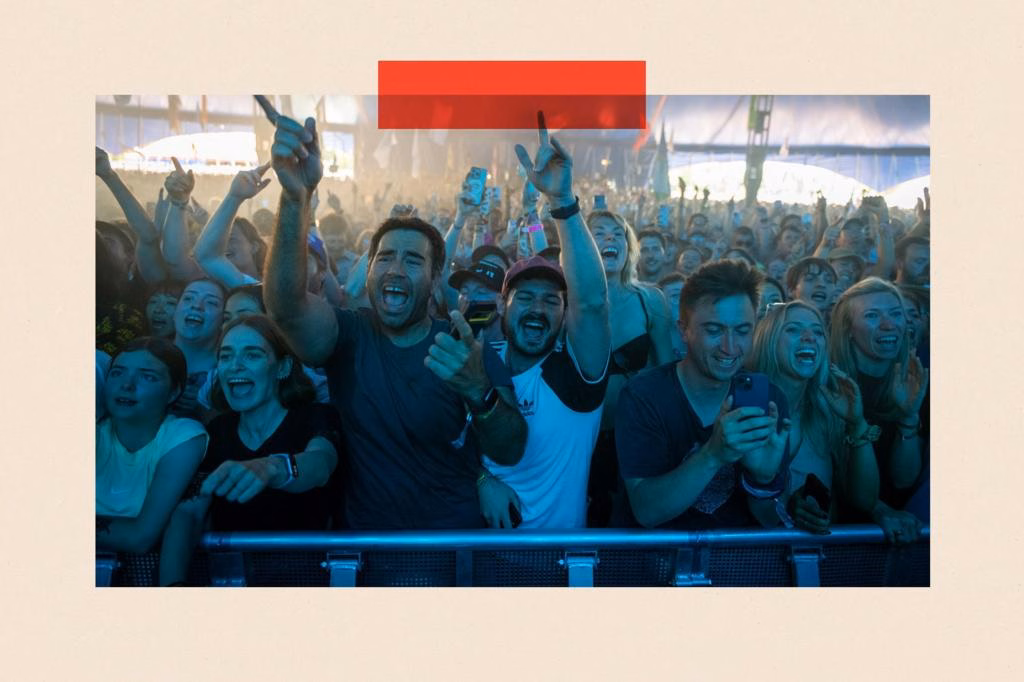 General view of the crowd as Lorde performs during day three of Glastonbury festival 2025 at Worthy Farm, Pilton on June 27, 2025 in Glastonbury, England
