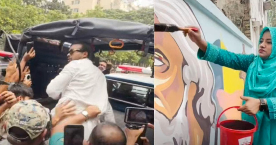 রবীন্দ্রনাথের গ্রাফিতি মুছতে গিয়ে আটক ৪